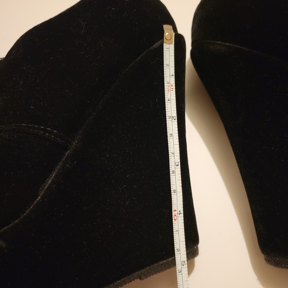 Delicacy Platform Black Suade Wedge Heels 6 - Picture 10 of 11